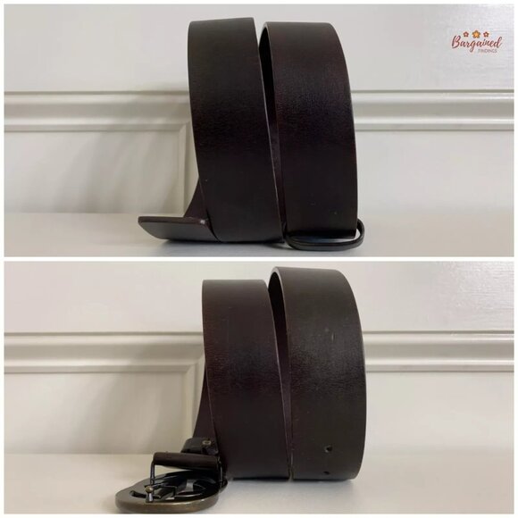 Authentic Gucci Dark Brown Calfskin Dark Bronze Interlocking G Buckle Belt 90/36 - Picture 8 of 13